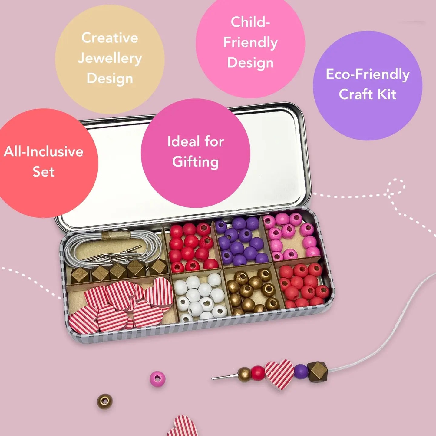 Armbånd perlesett medium | hjerte