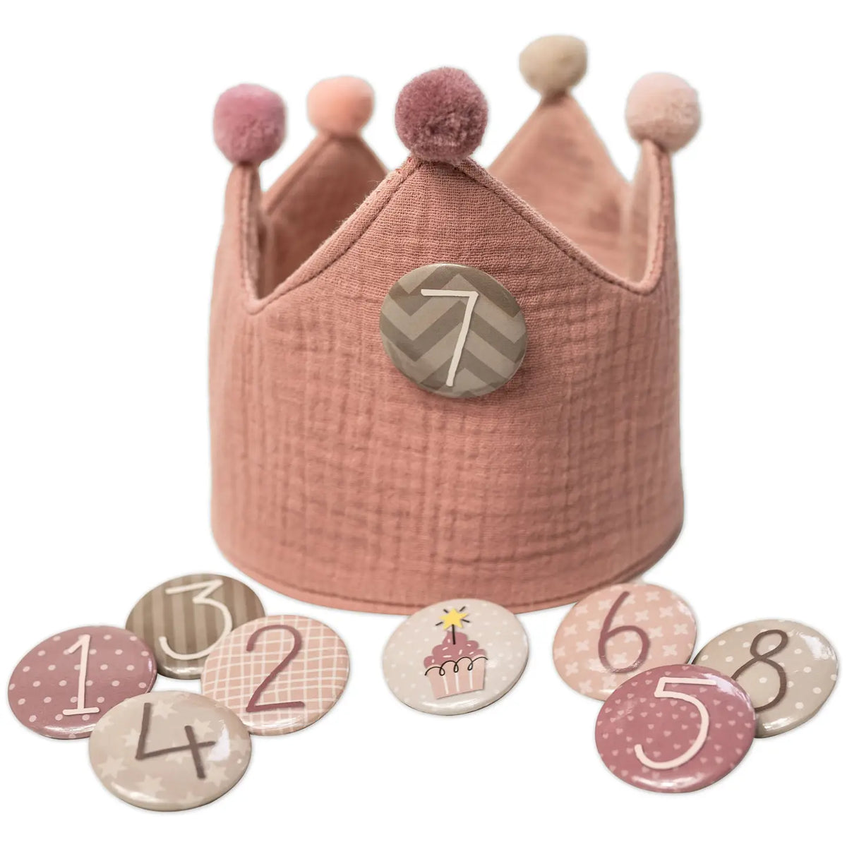 Bursdagskrone i muselin | Rosa