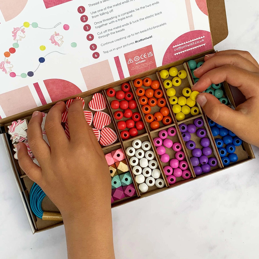 Stort perlesett - enhjørning og hjerter