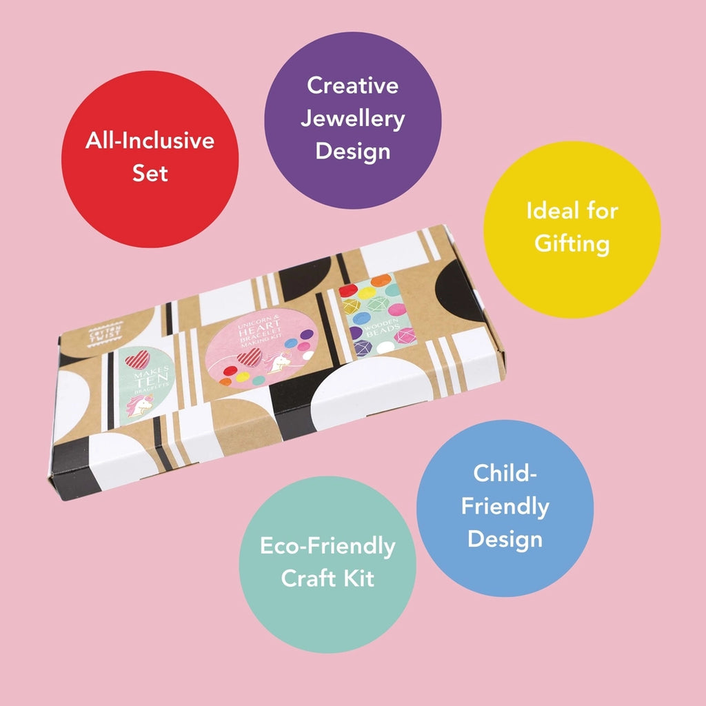 Stort perlesett - enhjørning og hjerter