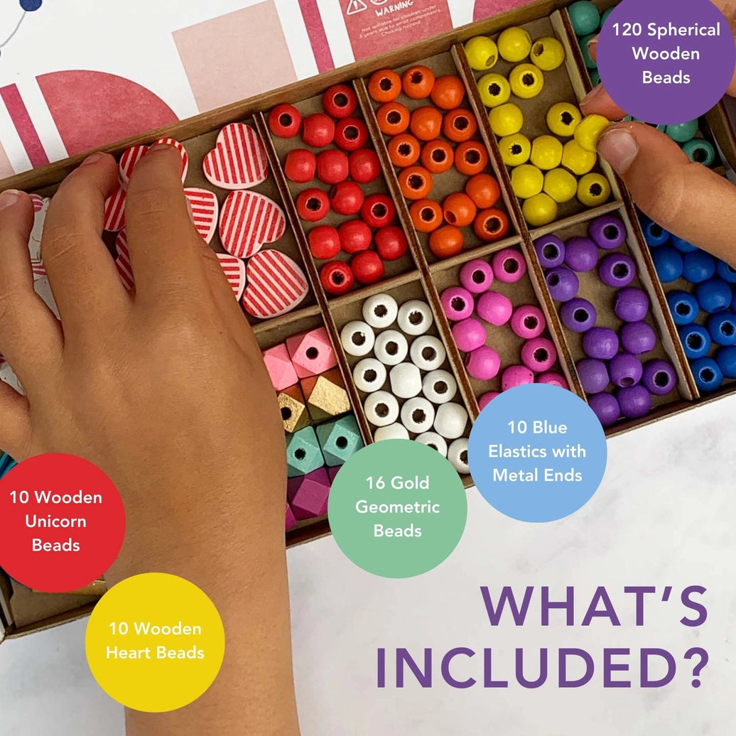 Stort perlesett - enhjørning og hjerter