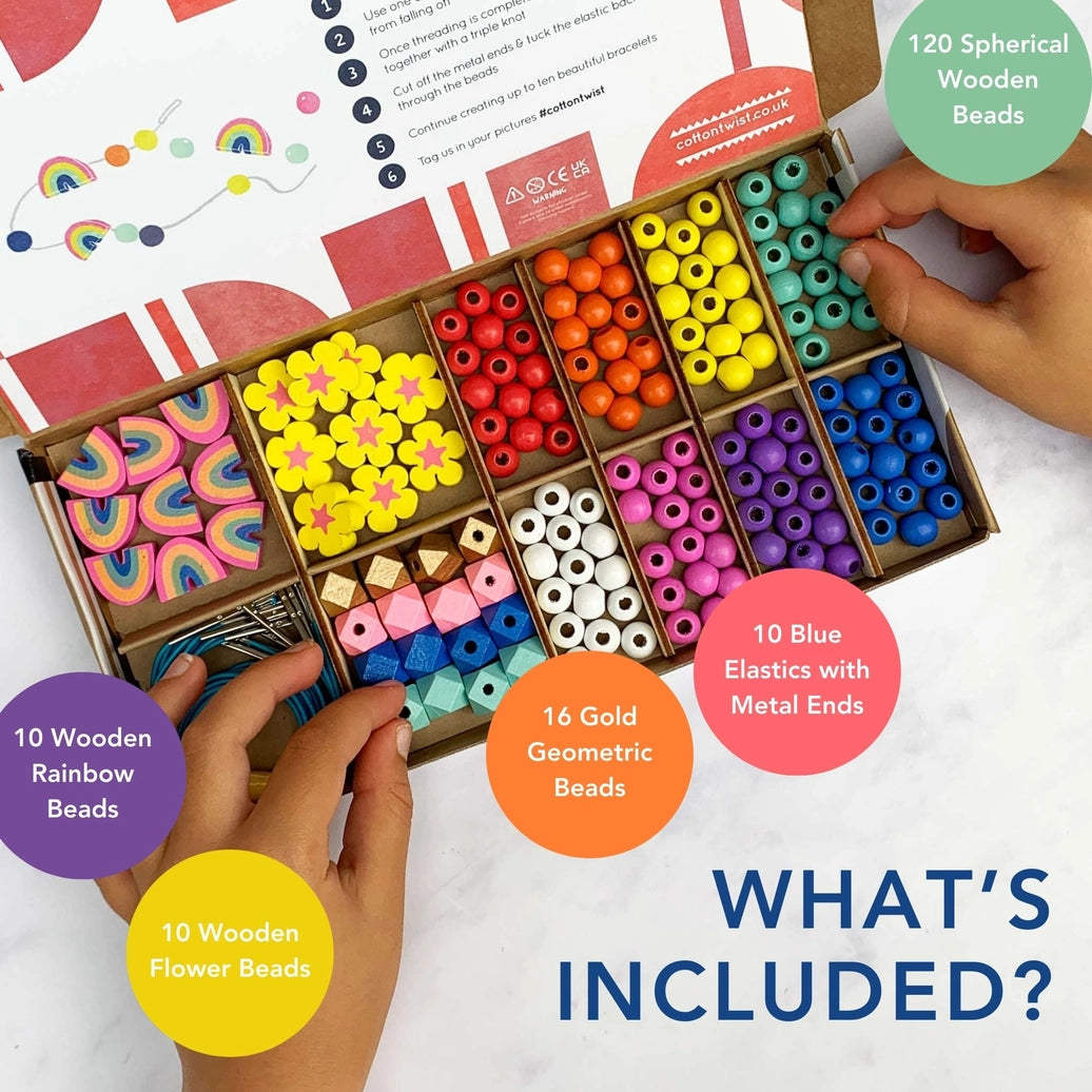 Stort perlesett | regnbue og blomster