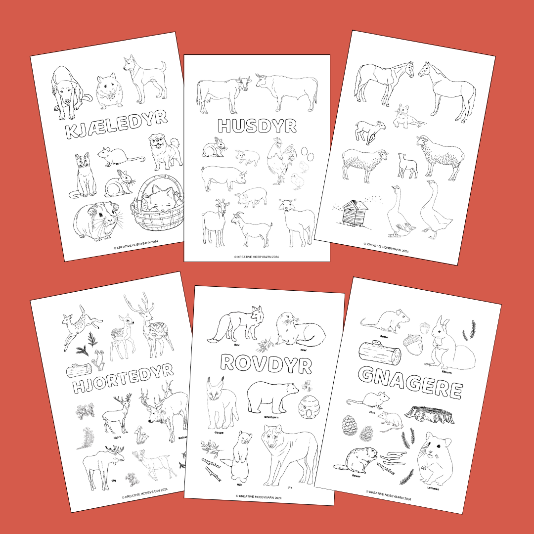 Fargeleggingshefte Verdens dyr (digitalt produkt)