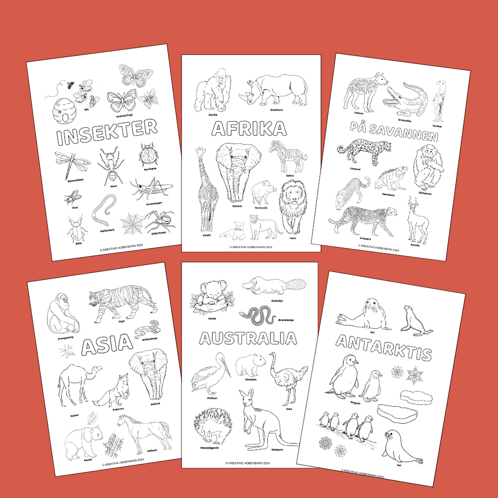 Fargeleggingshefte Verdens dyr (digitalt produkt)