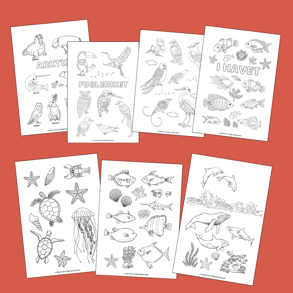 Fargeleggingshefte Verdens dyr (digitalt produkt)