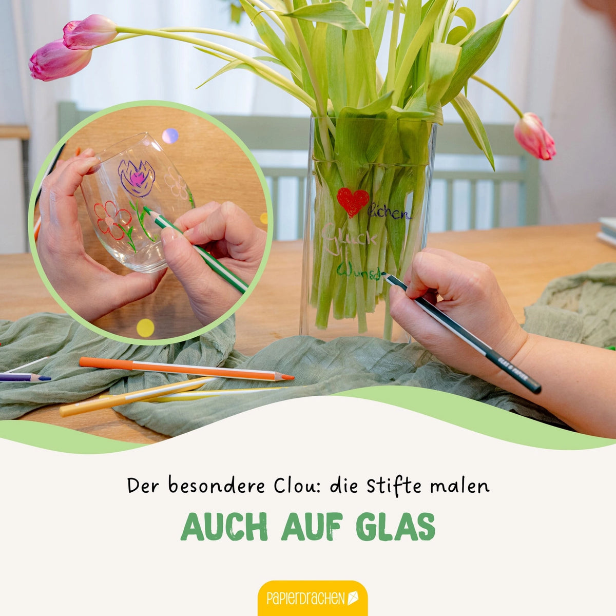 Fargestifter til glass og papir | 12 pk