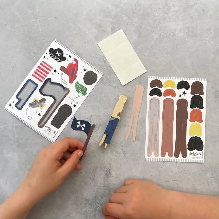 Hobbysett "Lag din egen piratdukke på pinne"