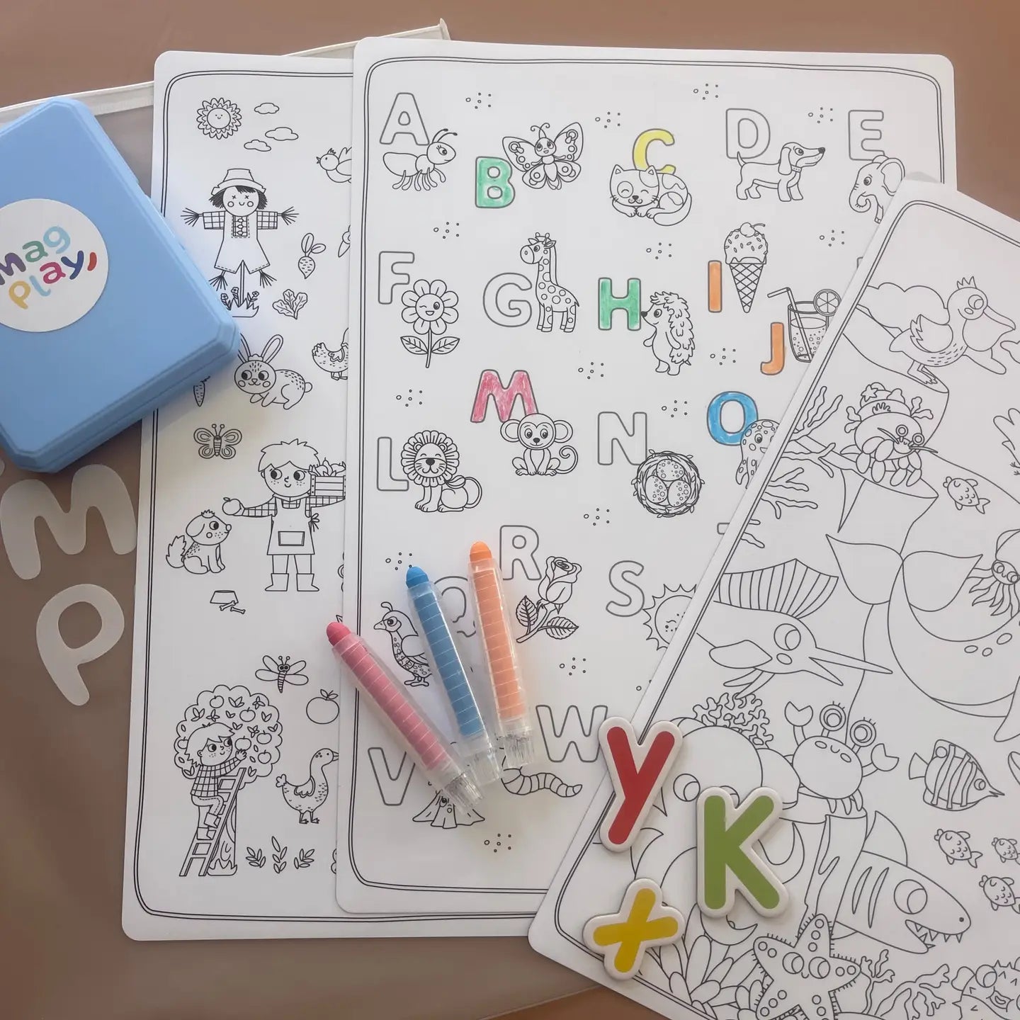 Magnetisk, gjenbrukbart tegneark | 3 pk