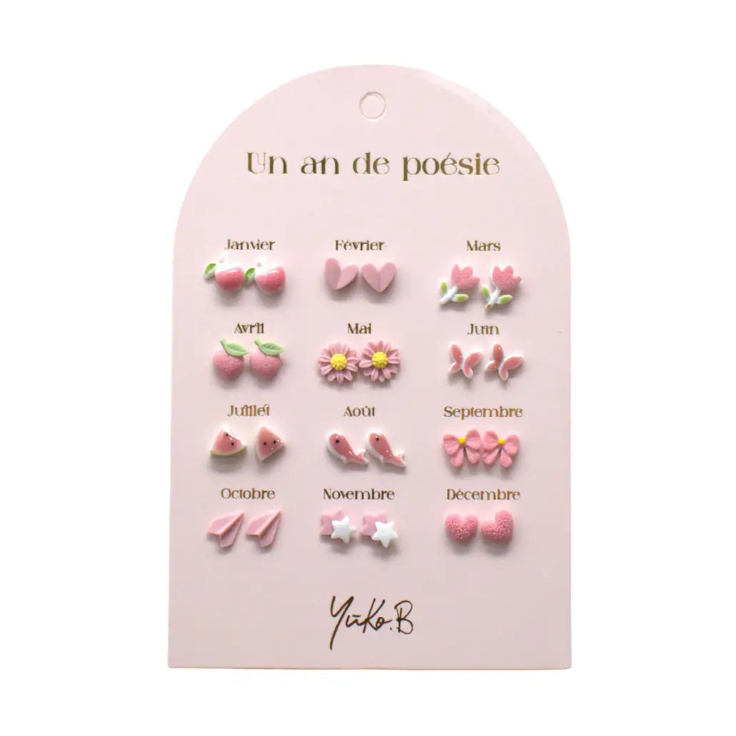 Øredobber i rustfritt stål | 12 pk | Rosa drøm