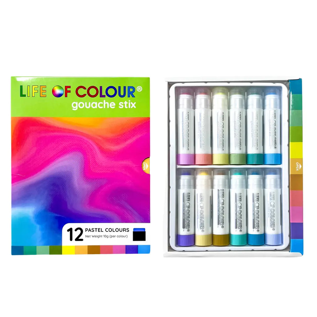 Gouache Paint Stix | Maletusjer | Sett med 12 pastellfarger