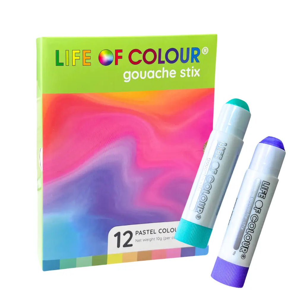 Gouache Paint Stix | Maletusjer | Sett med 12 pastellfarger