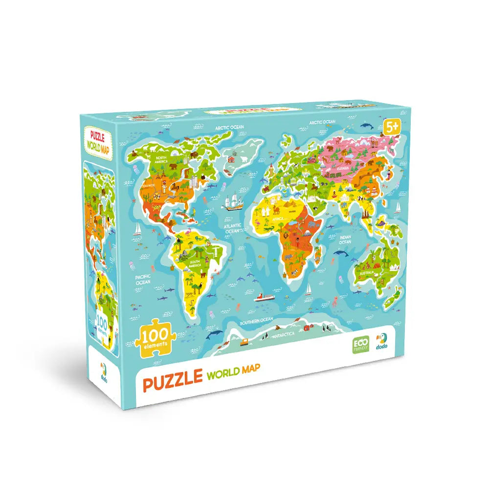 Puslespill 100 brikker | Verdenskartet