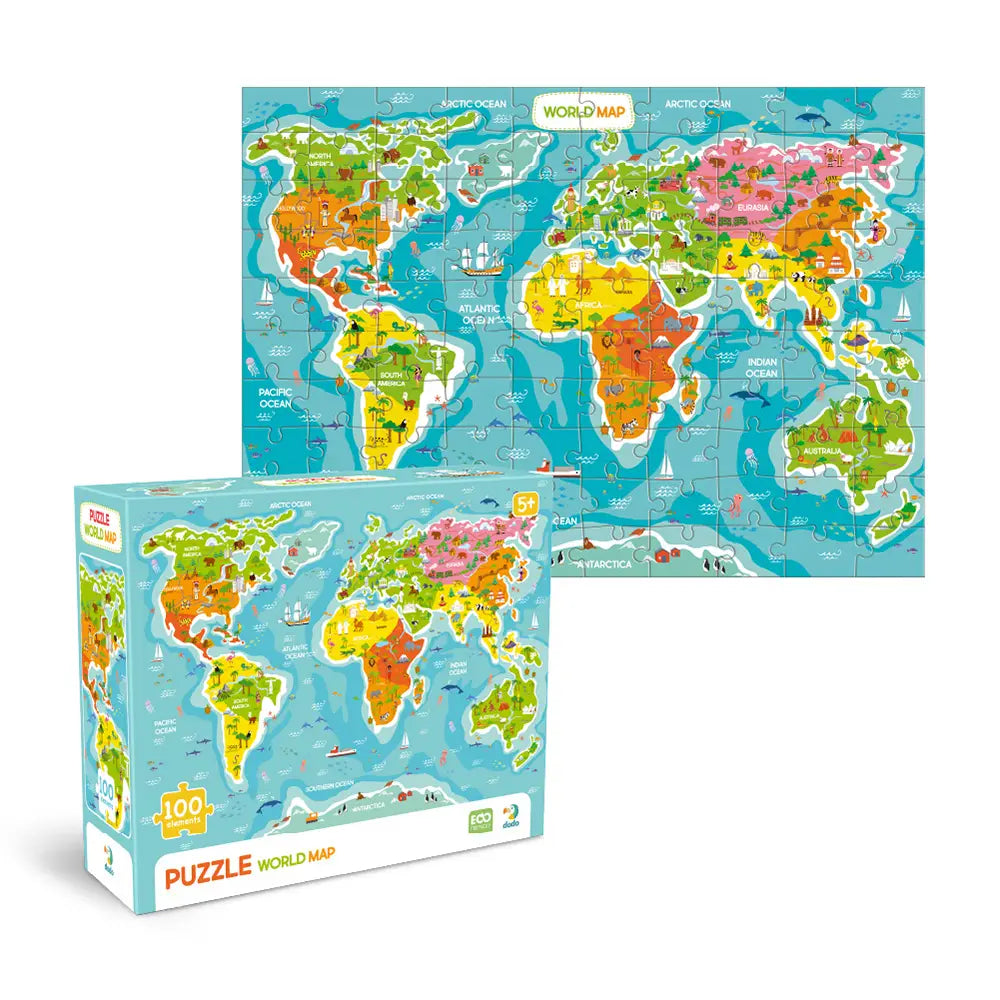 Puslespill 100 brikker | Verdenskartet