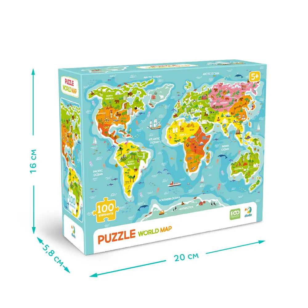 Puslespill 100 brikker | Verdenskartet