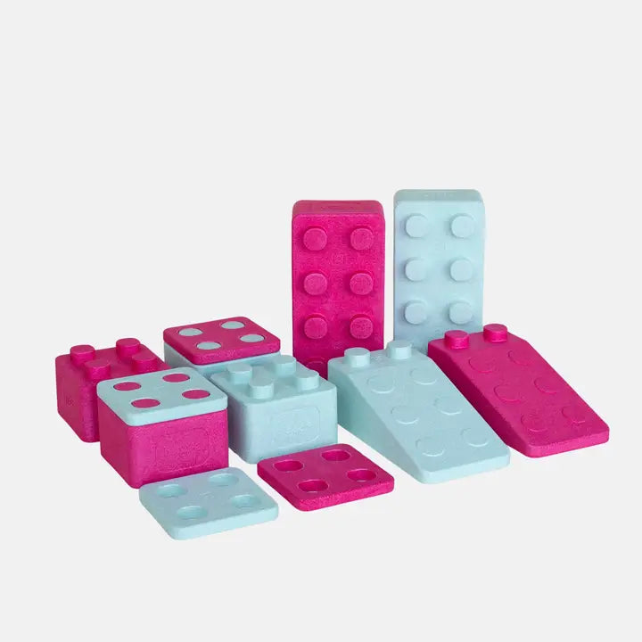 BYGGE startsett 12 deler | farge lyseblå/rosa