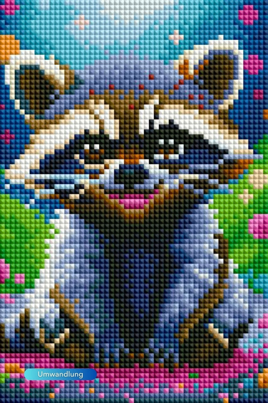 Mosaikkunst bilde 15 x 20 cm | Vaskebjørn